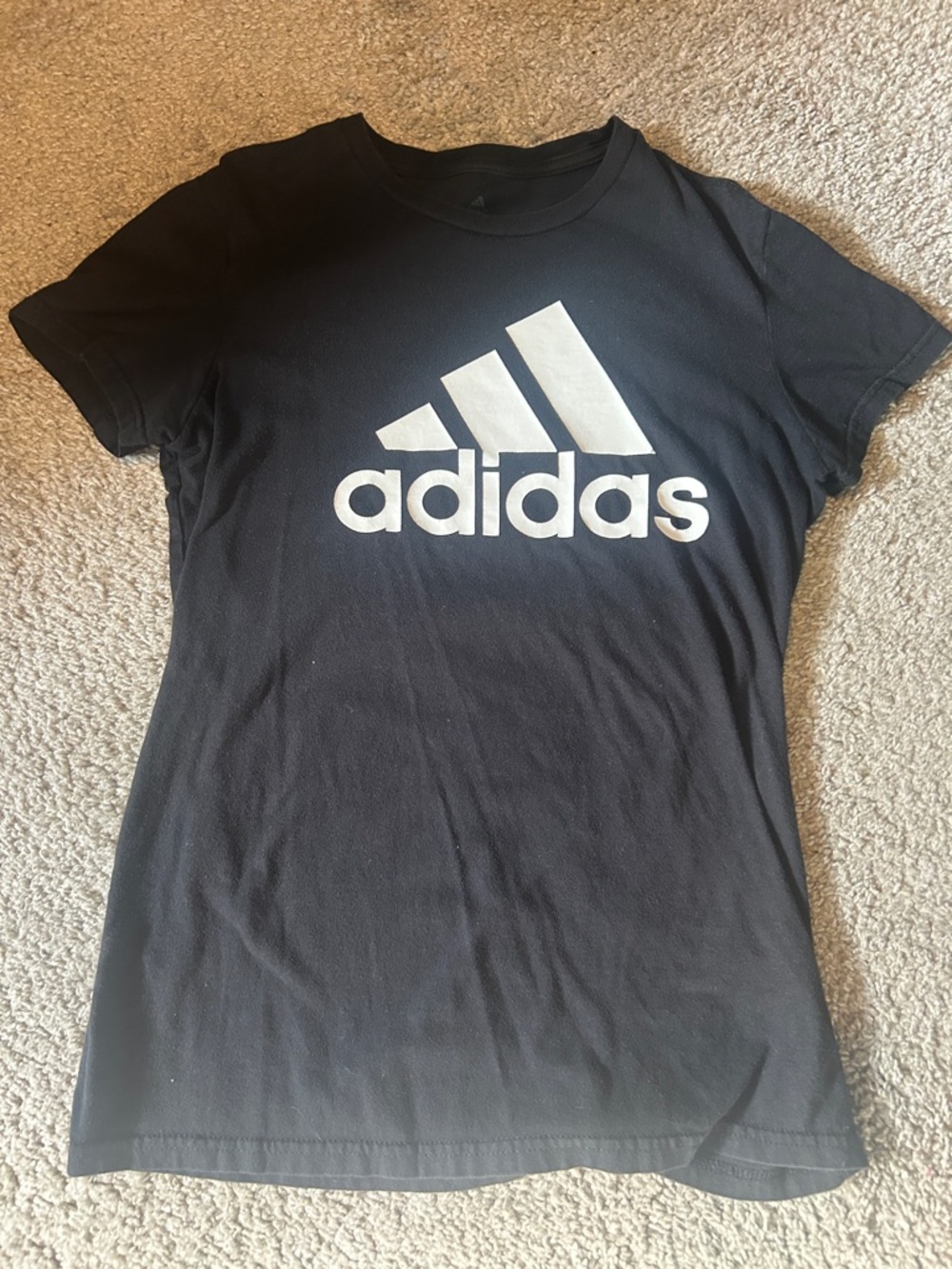 adidas Black T-Shirt with White Logo Center
